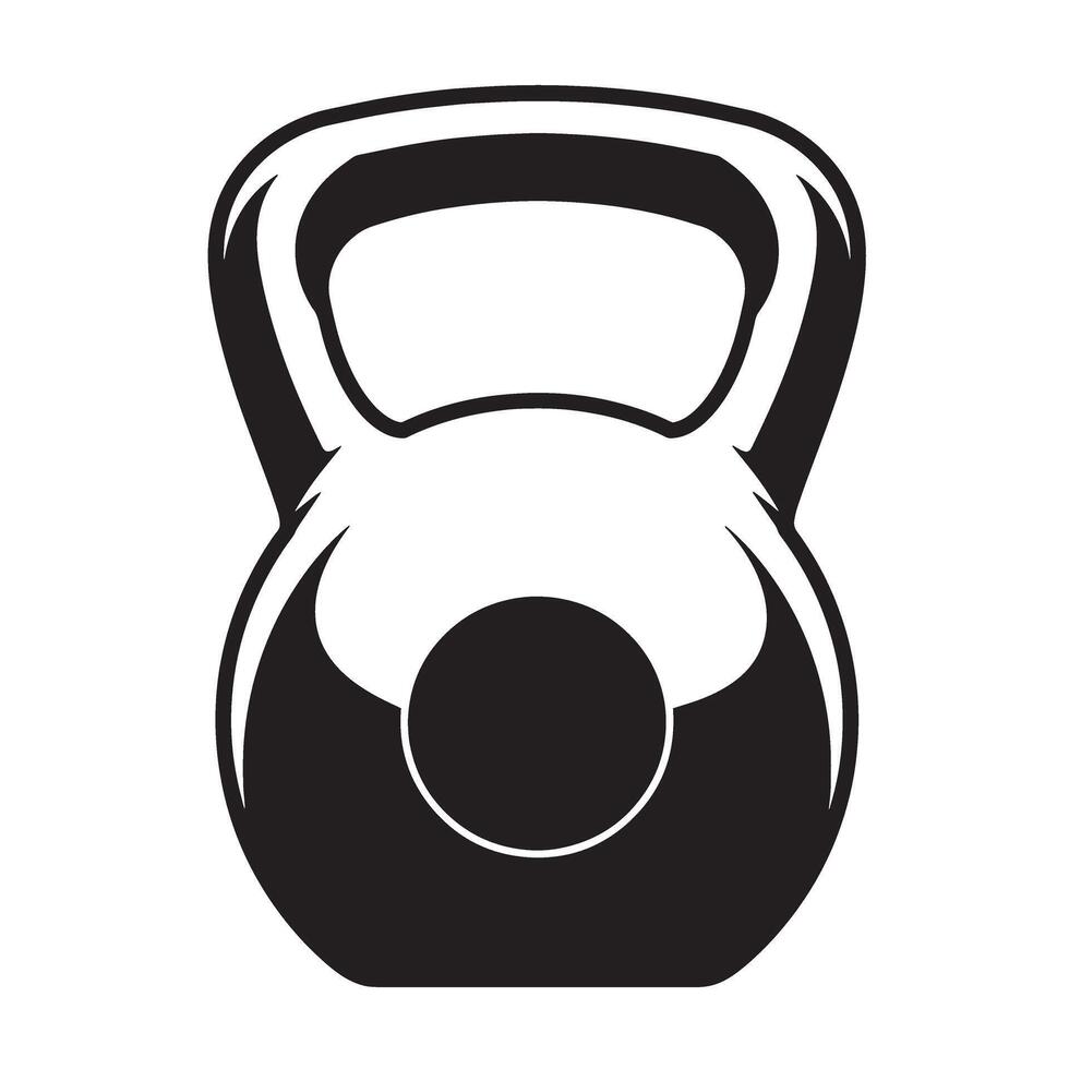 Black and white silhouetted kettlebell isolated on a white background for fitness illustrations vector