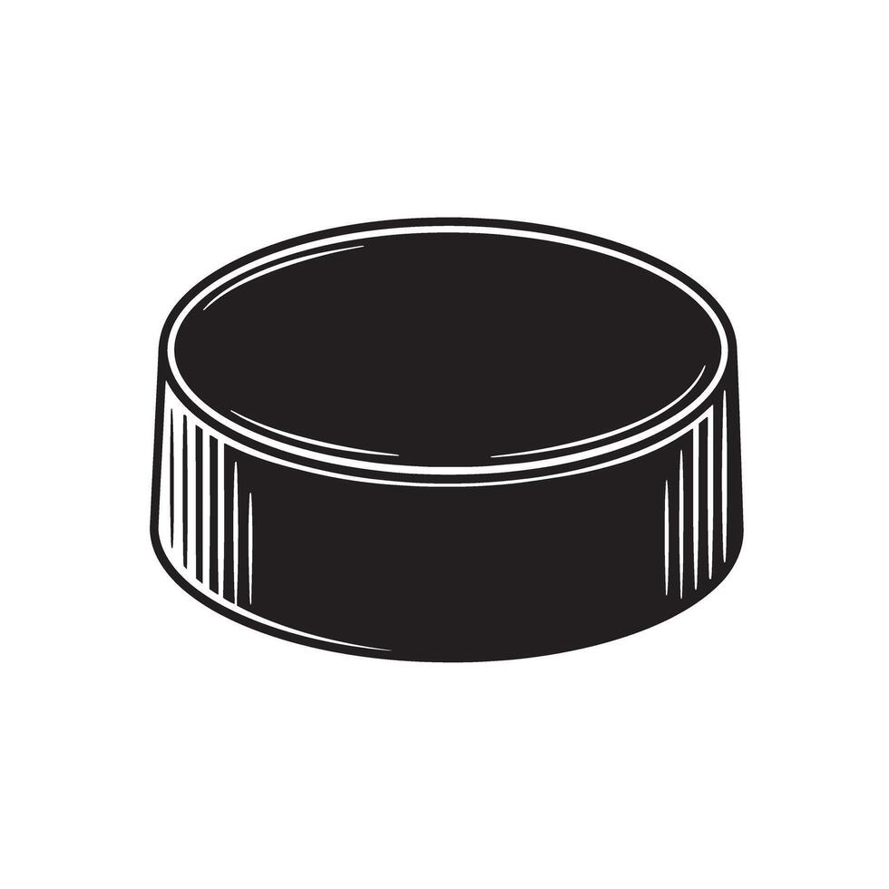 Detailed illustration of a classic black hockey puck isolated on white background vector