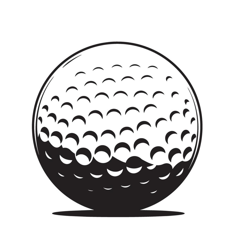 Simplified black and white golf ball illustration perfect for sports and recreational designs vector
