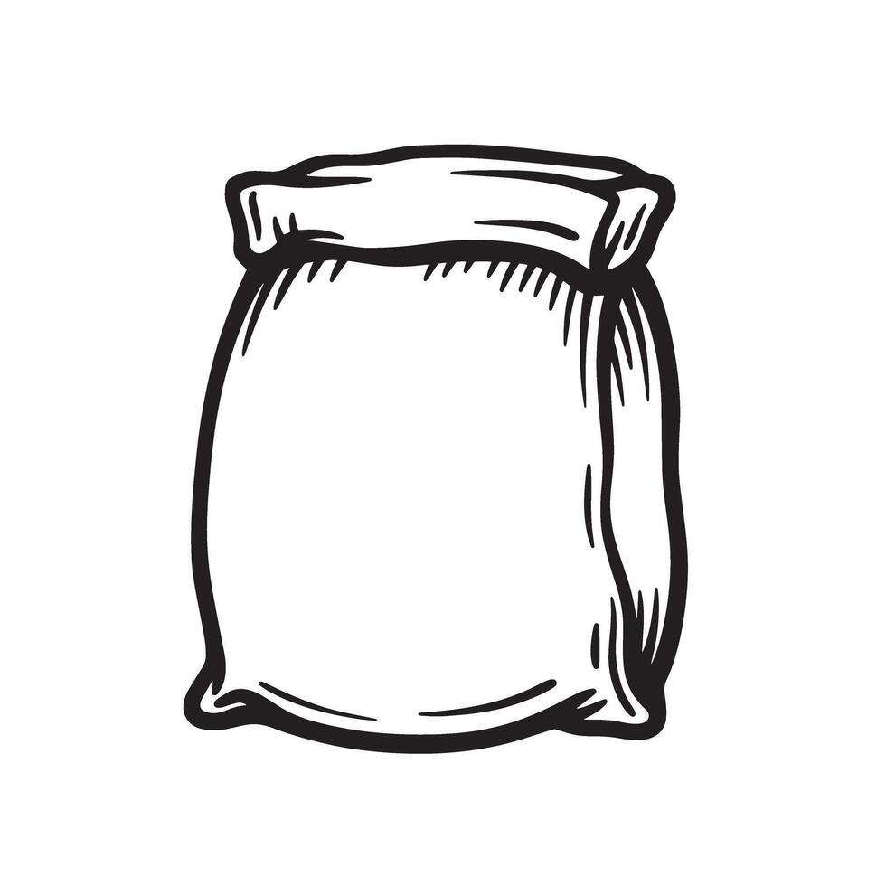 Hand drawn sketch of a burlap sack drawing illustration vector