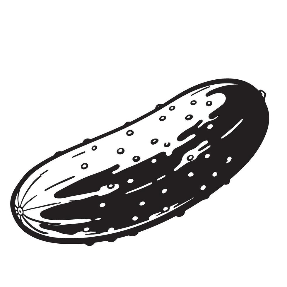 Black and white pickle illustration cucumber vegetable vector