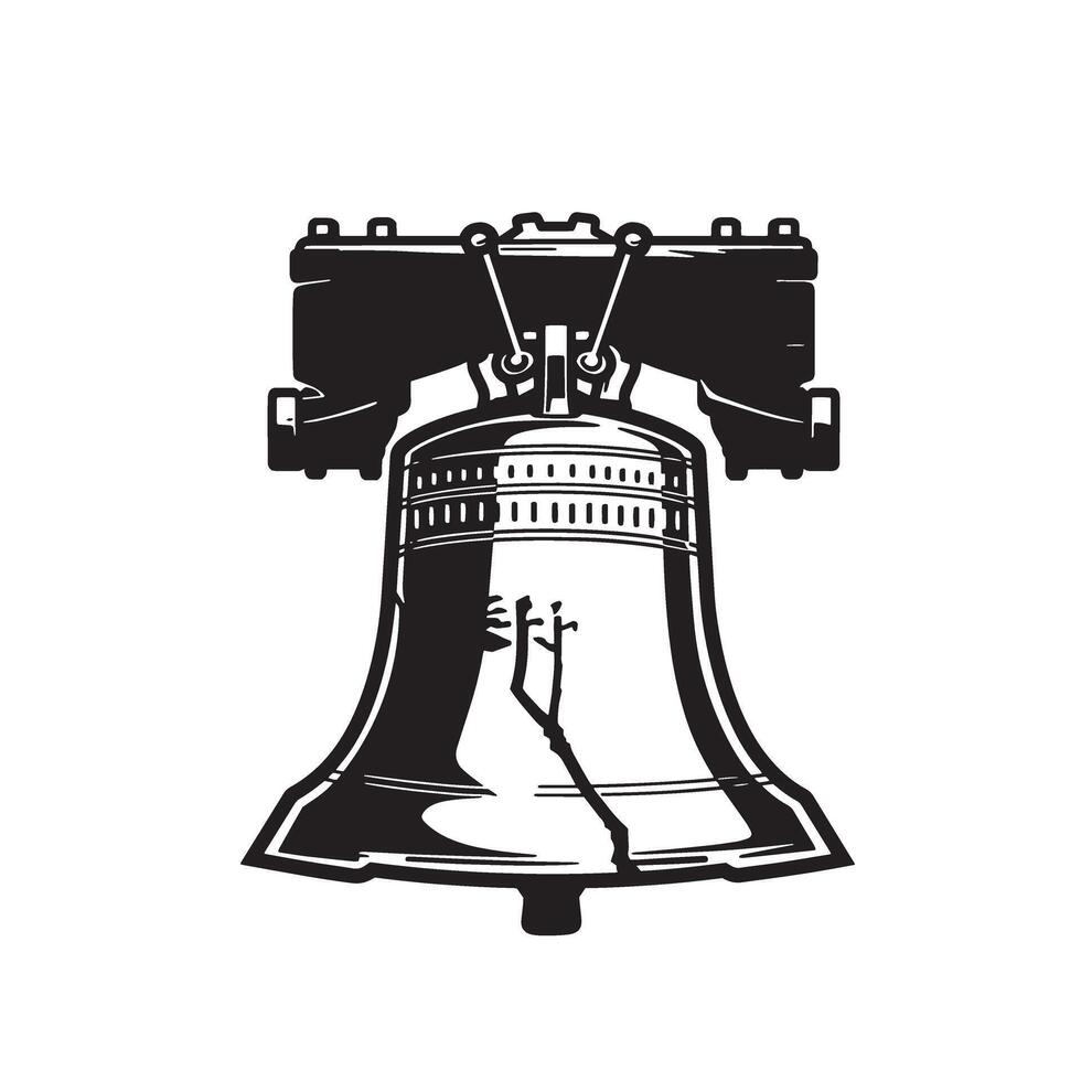 Detailed black and white illustration of the liberty bell representing american history vector