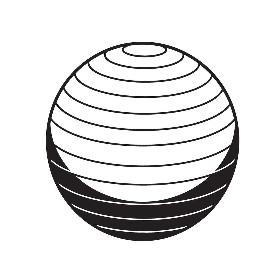 Abstract black and white illustration of a layered sphere geometric design element vector