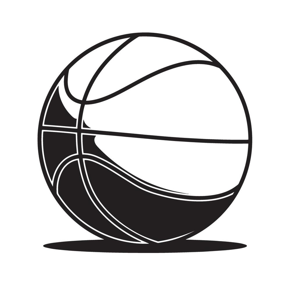 A stylized black and white basketball icon illustrating the game of basketball sport vector