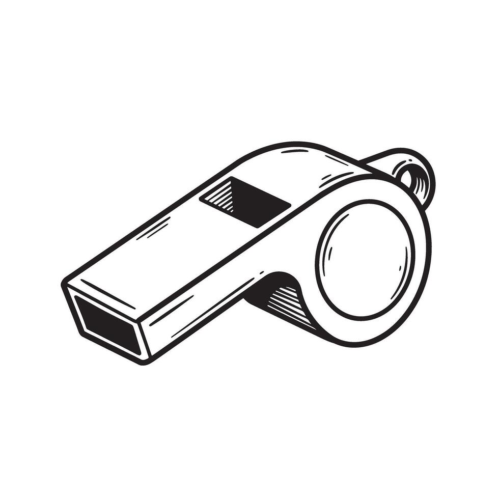 Hand drawn illustration of a classic referee whistle isolated on a white background vector