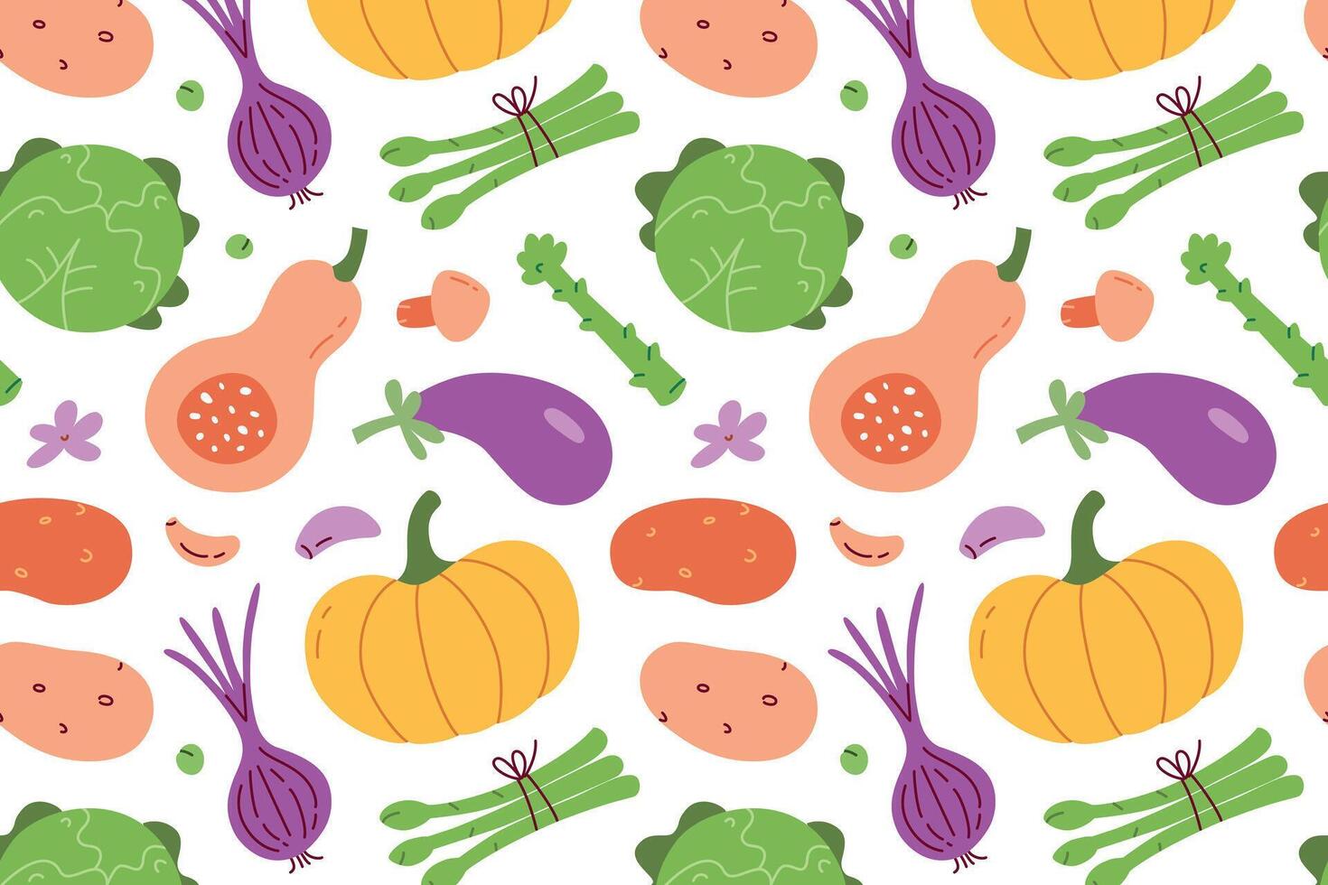 Colorful vegetable pattern illustration vector