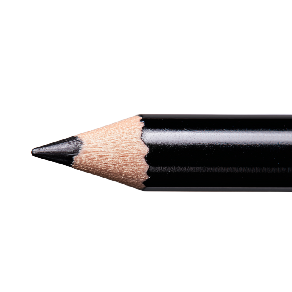 Close-up of a sharp black pencil tip on a transparent background highlighting precision and creativity png
