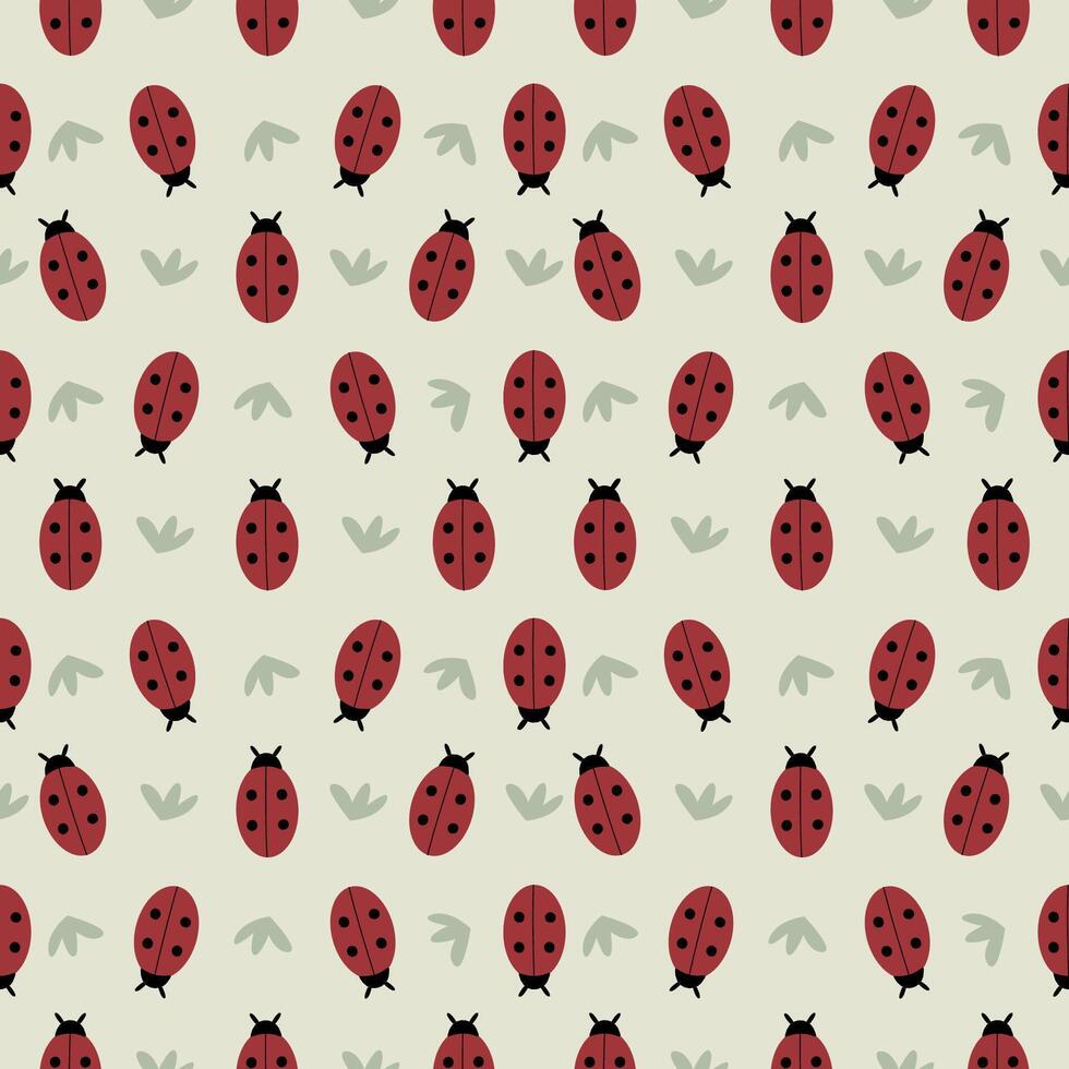 Cute Ladybug Seamless Pattern Background vector