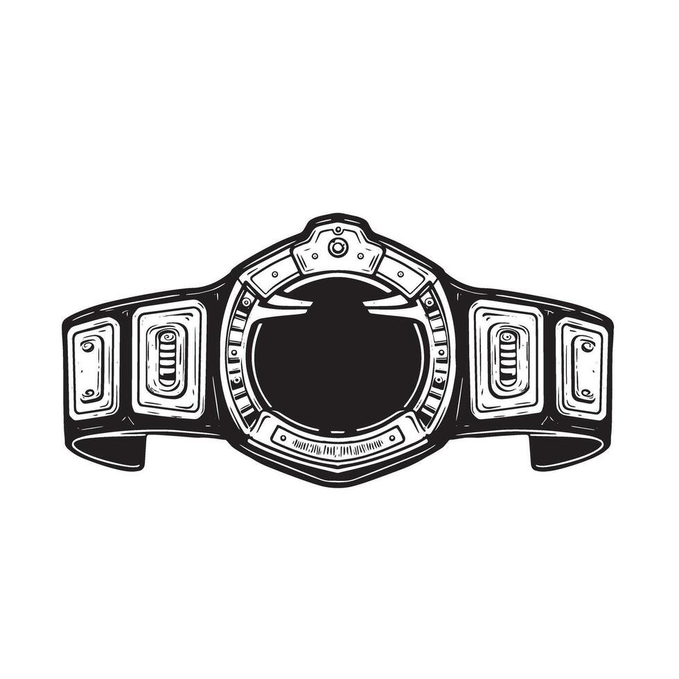 Vintage illustration of a championship belt in black and white isolated on white vector