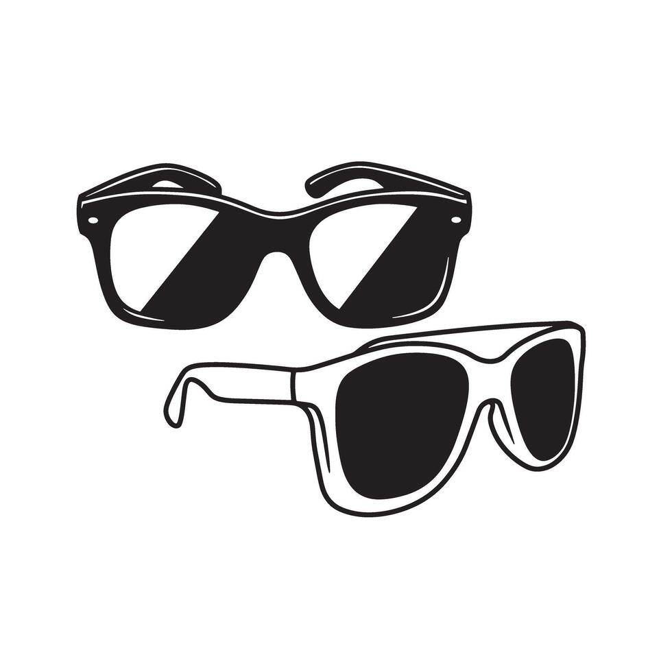 illustration of two stylish sunglasses designs in black and white for summer fashion vector