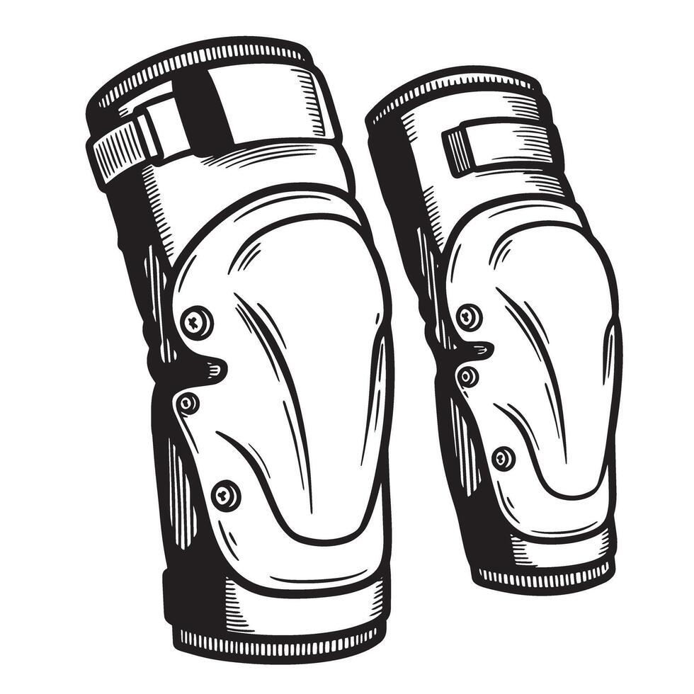 Protective knee pads in detailed illustration graphics for action sports and activities vector