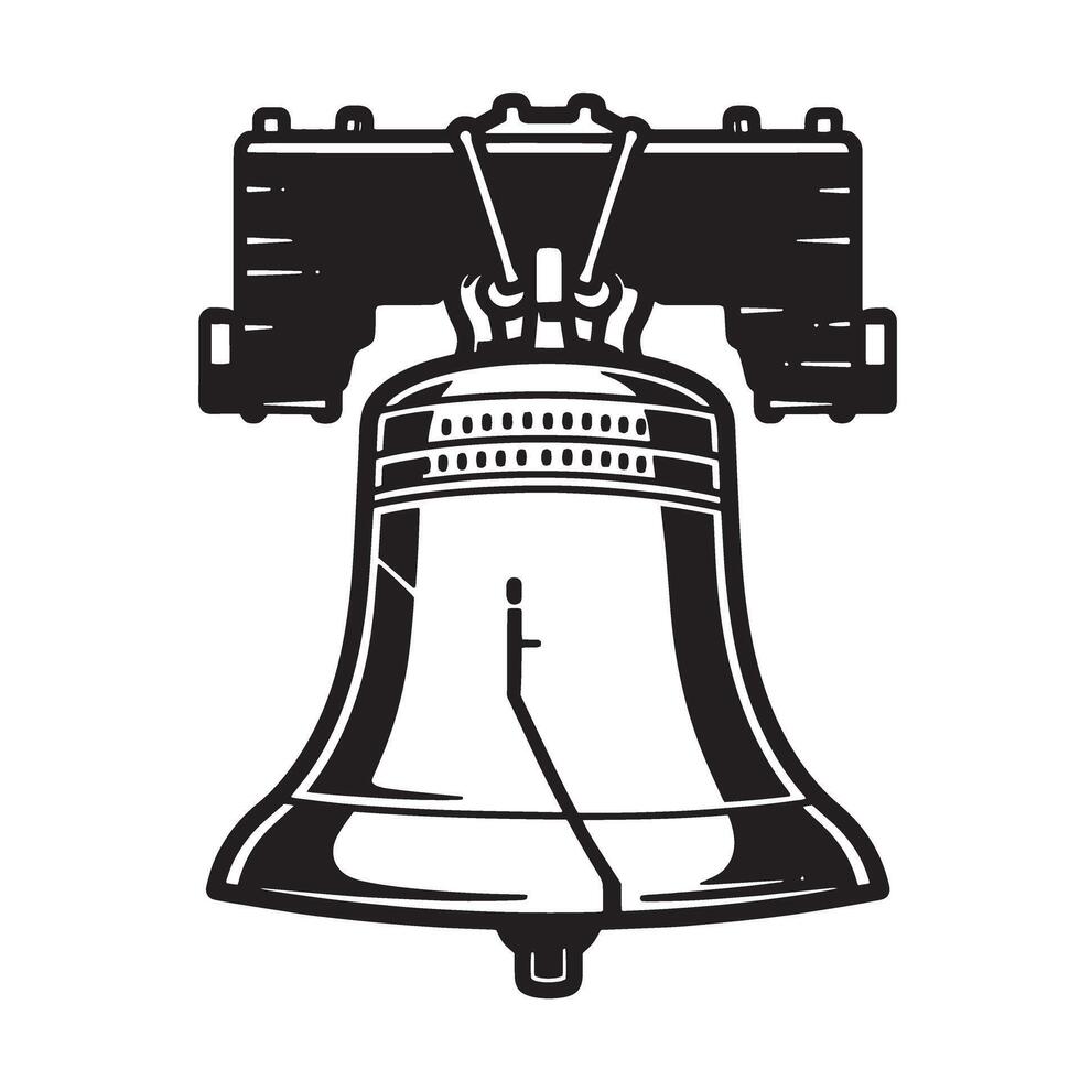 Iconic liberty bell black and white illustration representing american history and independence vector