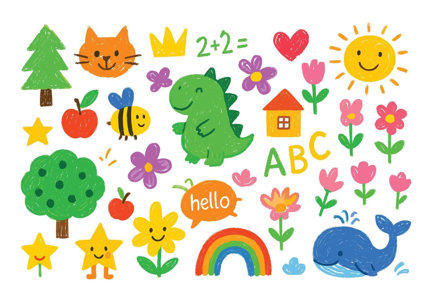 Colorful drawings for kids' education vector