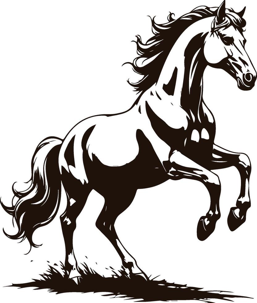 Stylized Black and White Horse Illustration vector