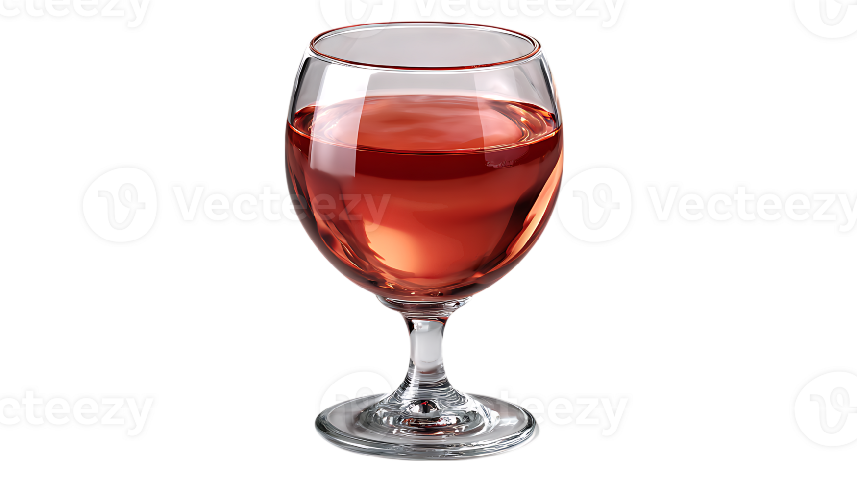 A clear glass goblet filled with refreshing rose wine isolated on transparent background png