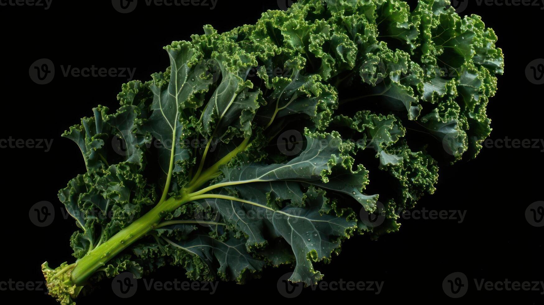 Close-up of a vibrant green kale leaf. photo