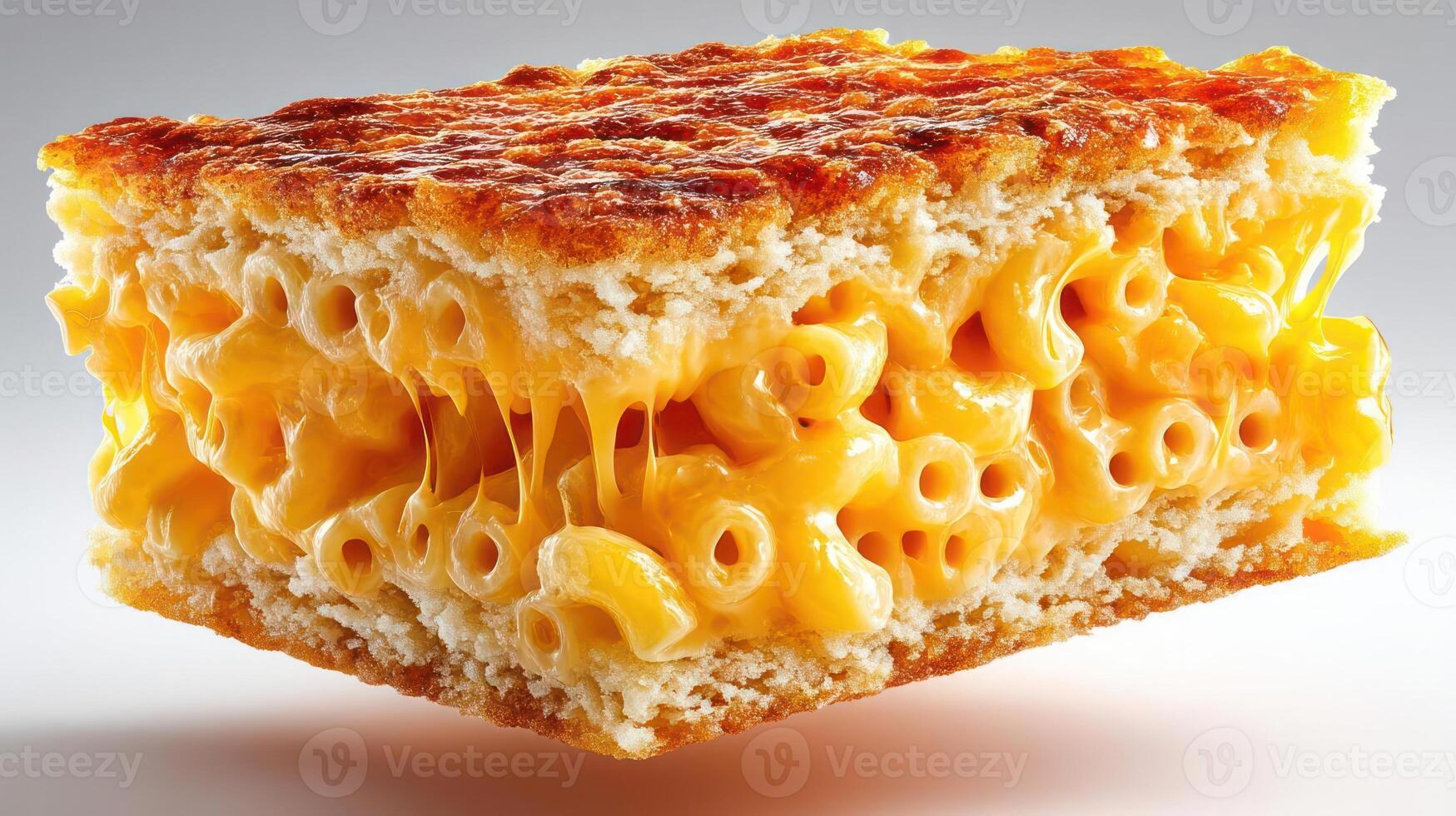 Close-up of cheesy bread with melted cheese and crust. photo