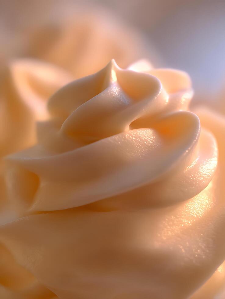 Close up of Creamy Swirls, Abstract Food Background. photo