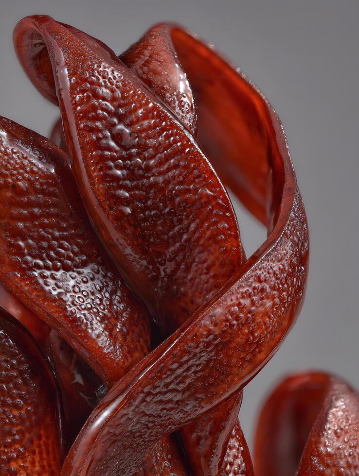 Abstract Close Up of Intertwined Red Forms with Textured Surface. photo