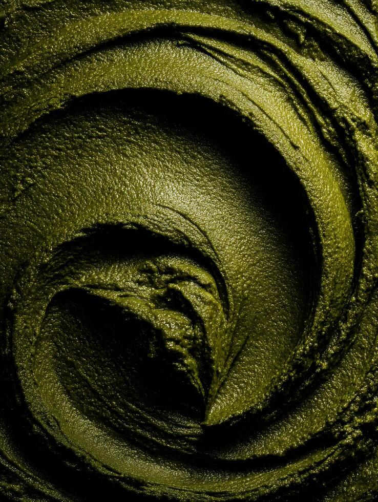 Abstract Olive Green Swirled Texture Background. Close up image of a luxurious, textured surface. photo
