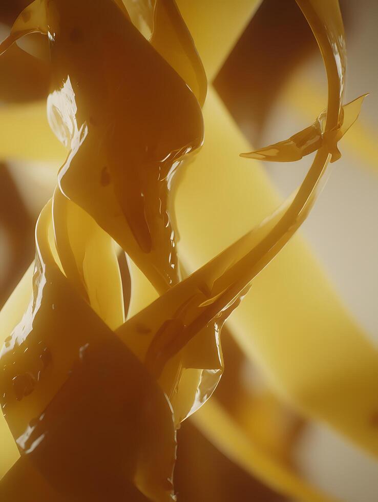 Abstract Golden Fluid Swirls Close Up of a Luxurious Liquid Texture. photo