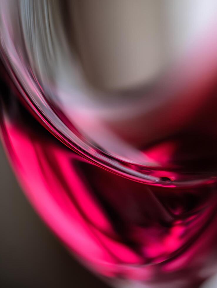 Abstract Swirling Pink Liquid in Glass, Close Up Photography. photo