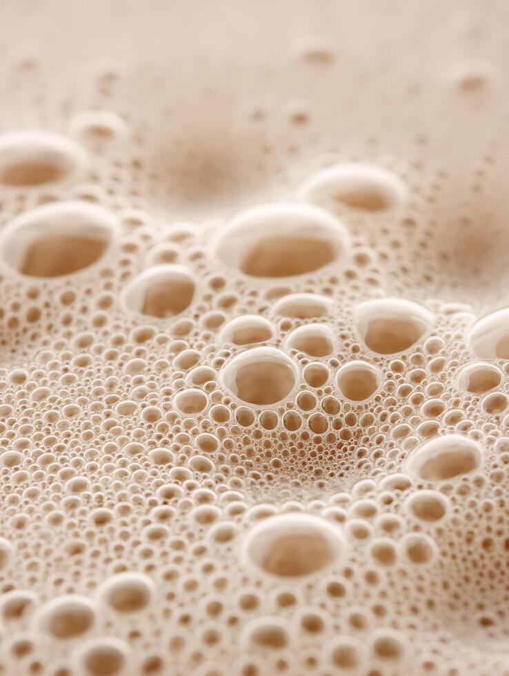 Close Up of Creamy Beige Bubbles, Abstract Texture Background. photo