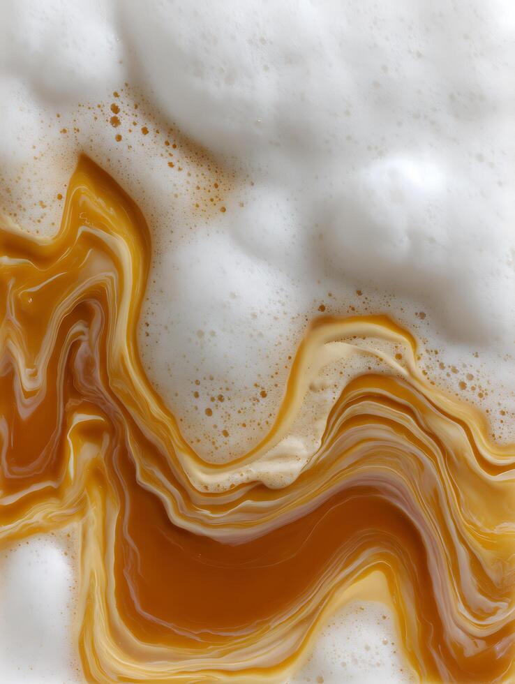 Abstract Coffee Foam Texture Swirling Cream and Espresso. photo