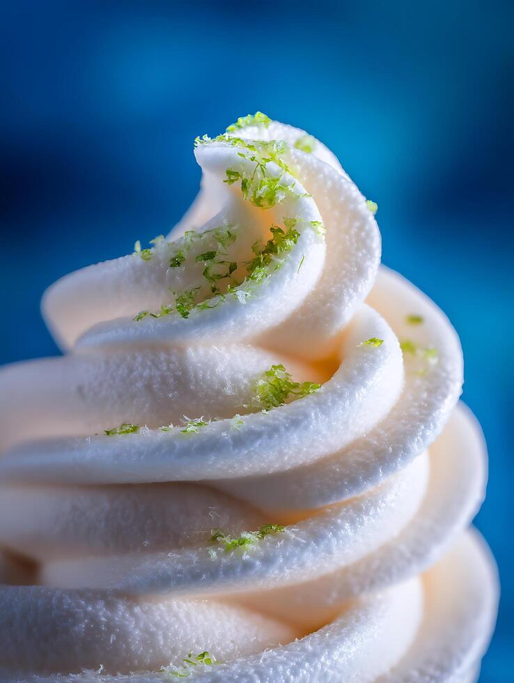 Close Up of Creamy Frozen Dessert with Lime Zest. photo