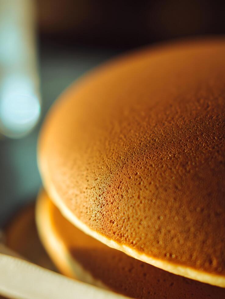 Golden Brown Pancakes A Close Up of Fluffy, Delicious Breakfast Stacks. photo