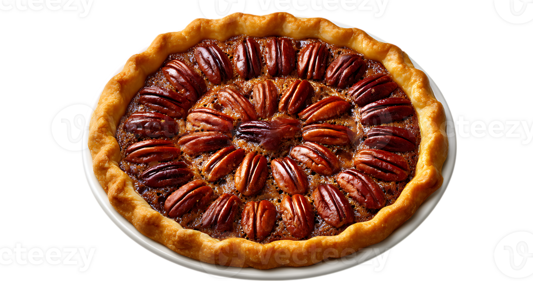 Delicious pecan pie with golden crust isolated on transparent background png