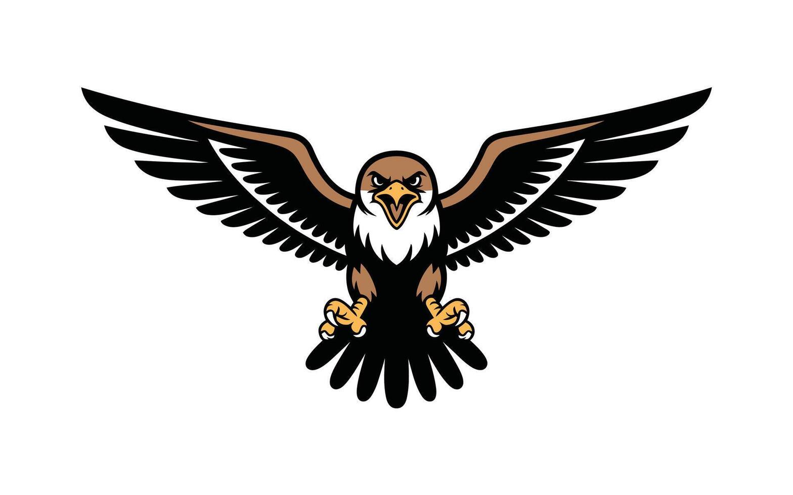 Majestic eagle with outspread wings illustration in bold cartoon style on white background vector