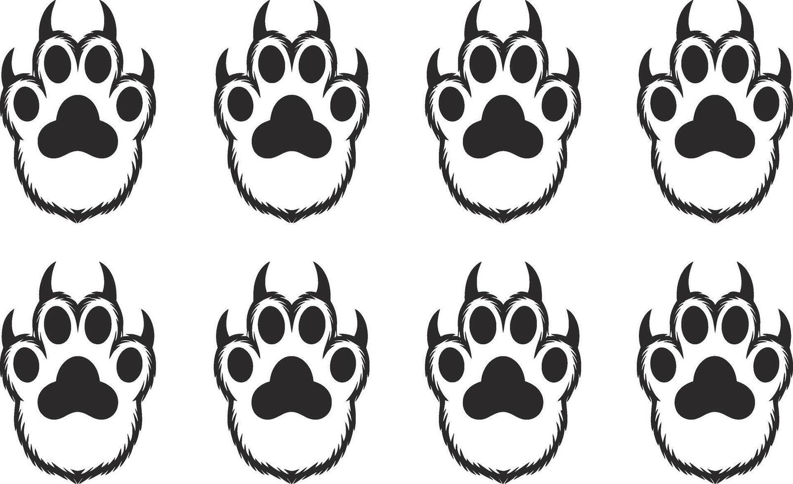 Repeating pattern of black bear paw prints on white background for design elements vector