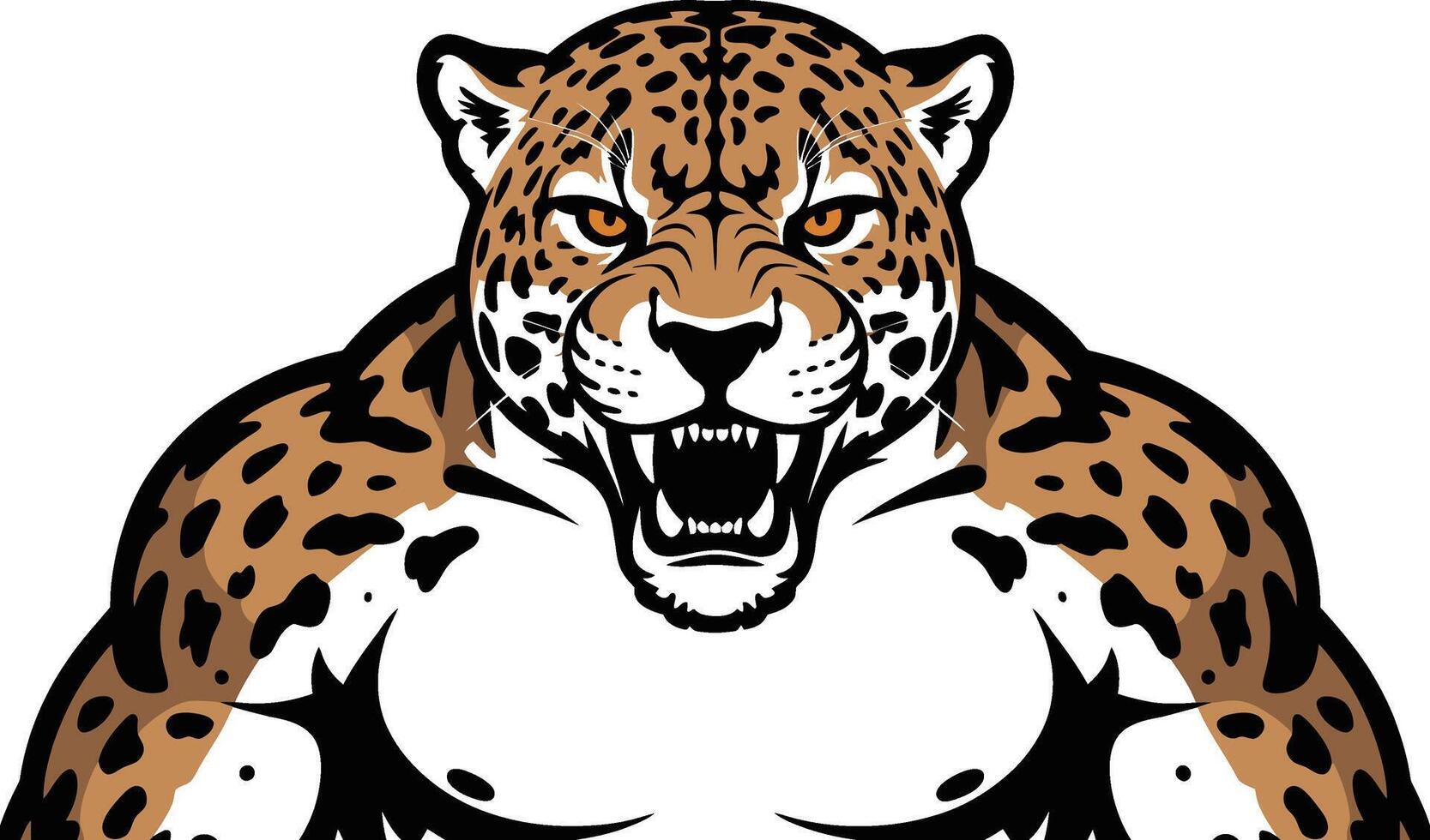Fierce jaguar illustration depicting aggression and strength ready to pounce with sharp fangs vector