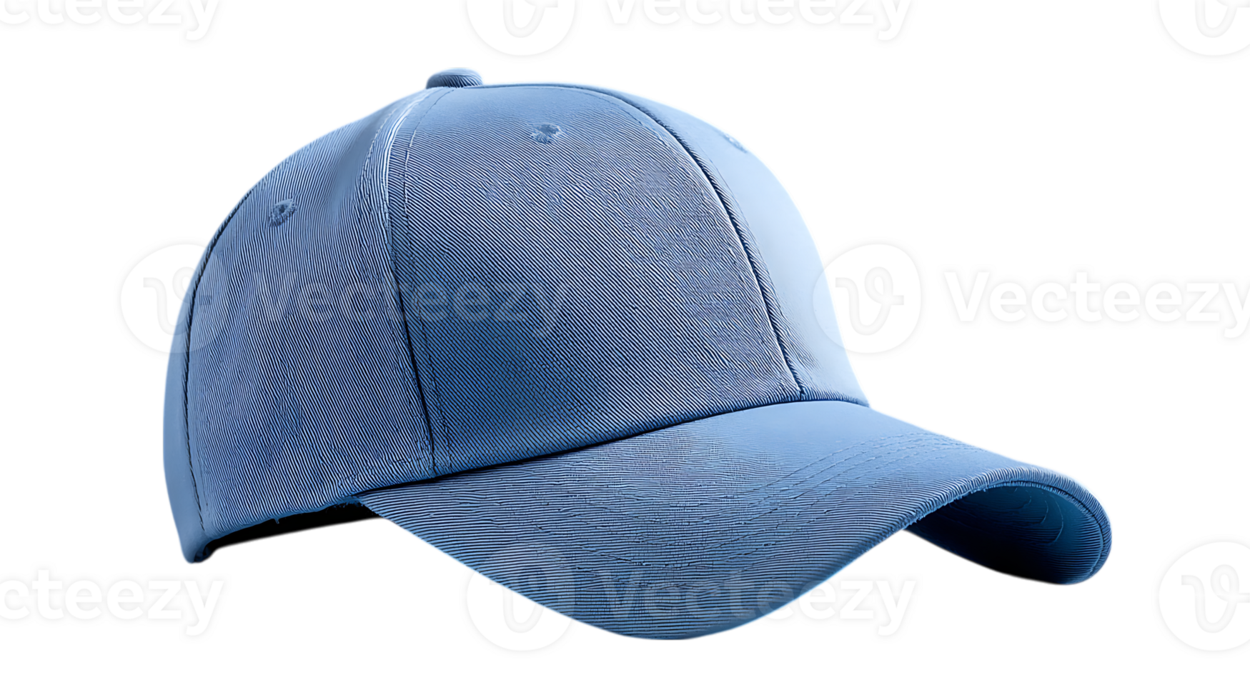 A soft blue baseball cap with a curved brim isolated on transparent background png