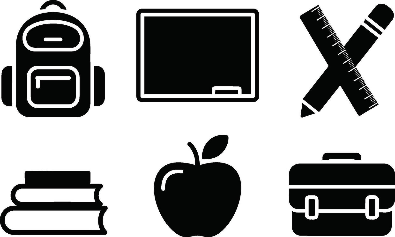 Educational icons black and white design featuring school supplies for classroom lessons and studies vector