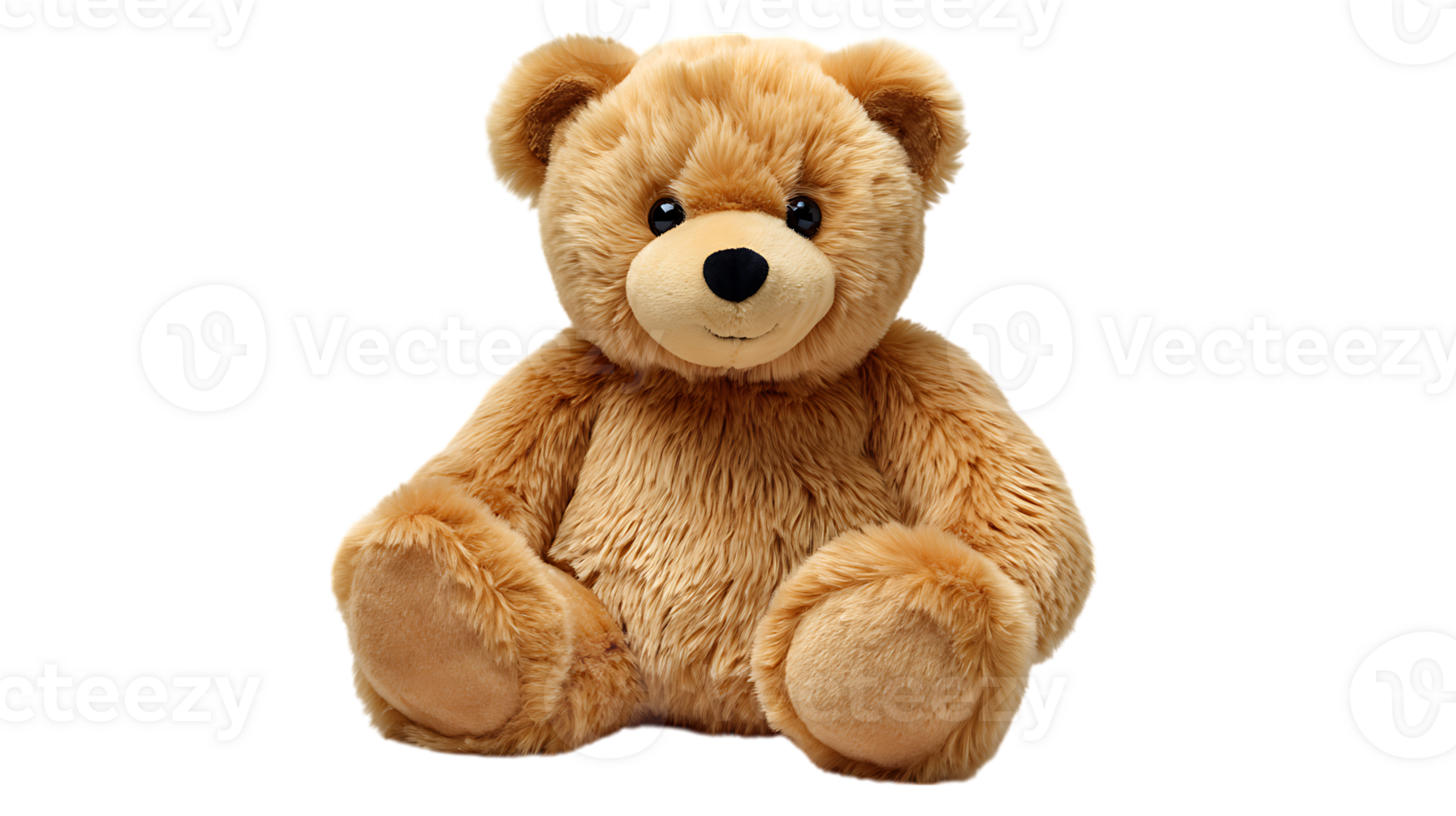 A classic brown teddy bear sits patiently with a friendly expression isolated on transparent background png