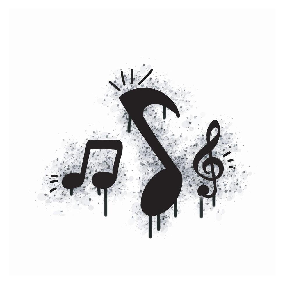 A melody icon with spray graffiti isolated on a white background. A melody icon with black spray graffiti on a white background. vector