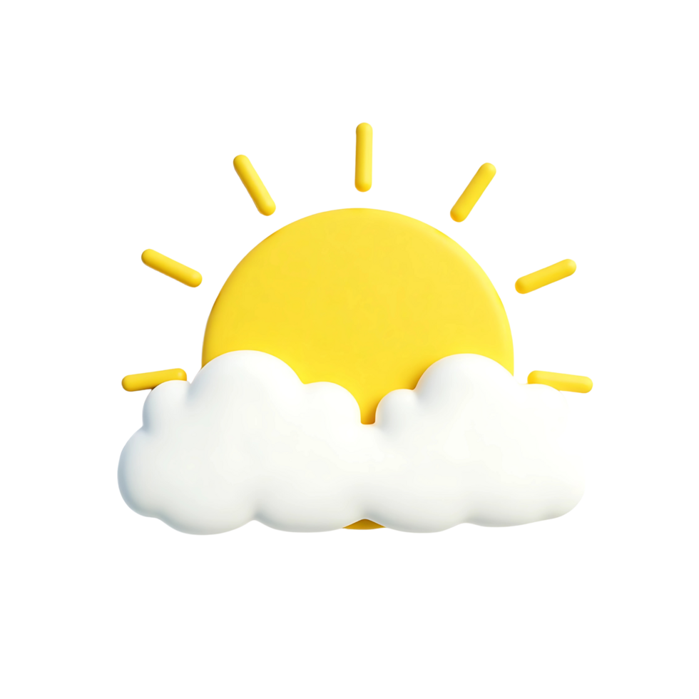 3D Partly Cloudy Sun and Cloud Icon png