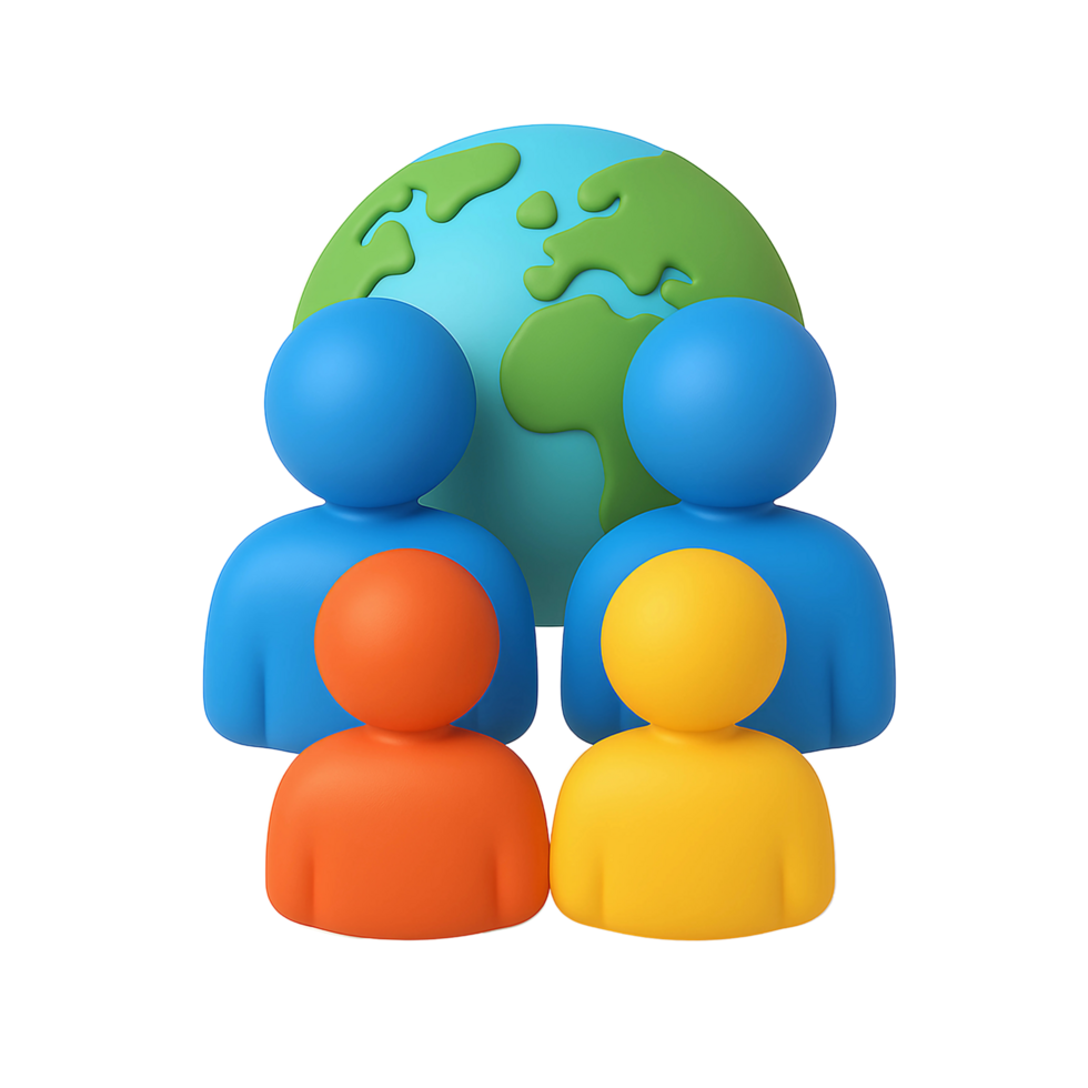 3D Global Community Icon with Diverse People png