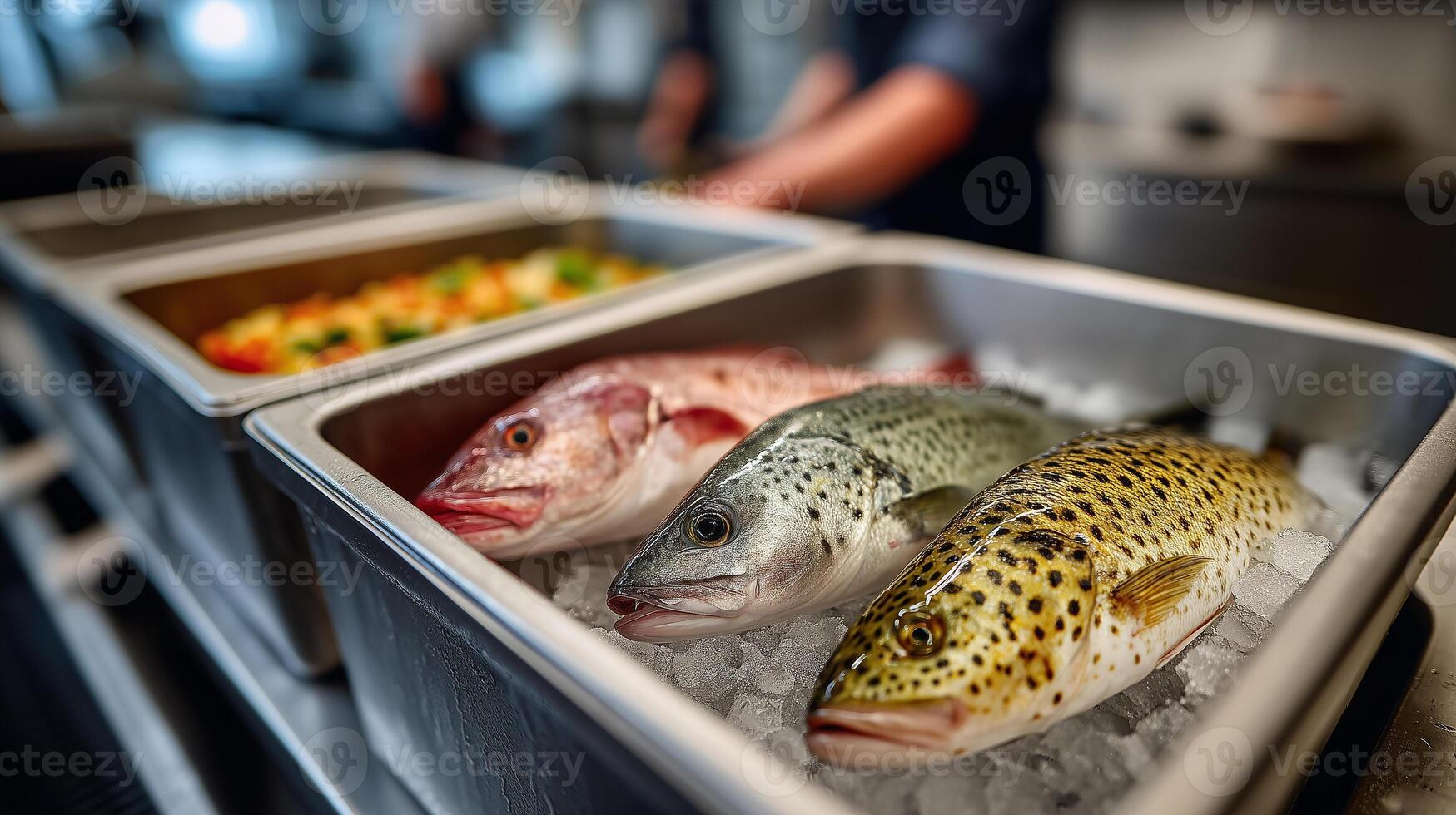 Sharp focus on dry sea food during individual quick freezing process in a processing facility photo