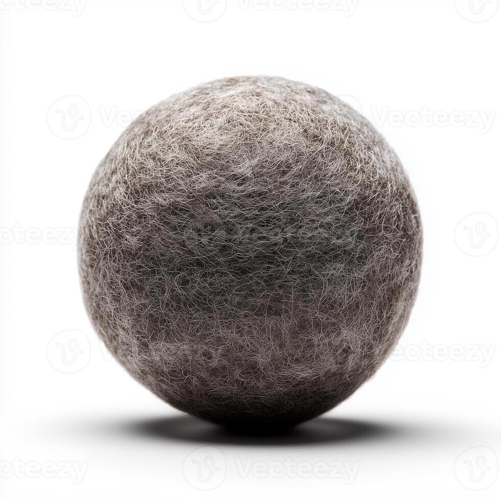 Soft wool felt ball isolated on white background for crafting and decoration purposes photo