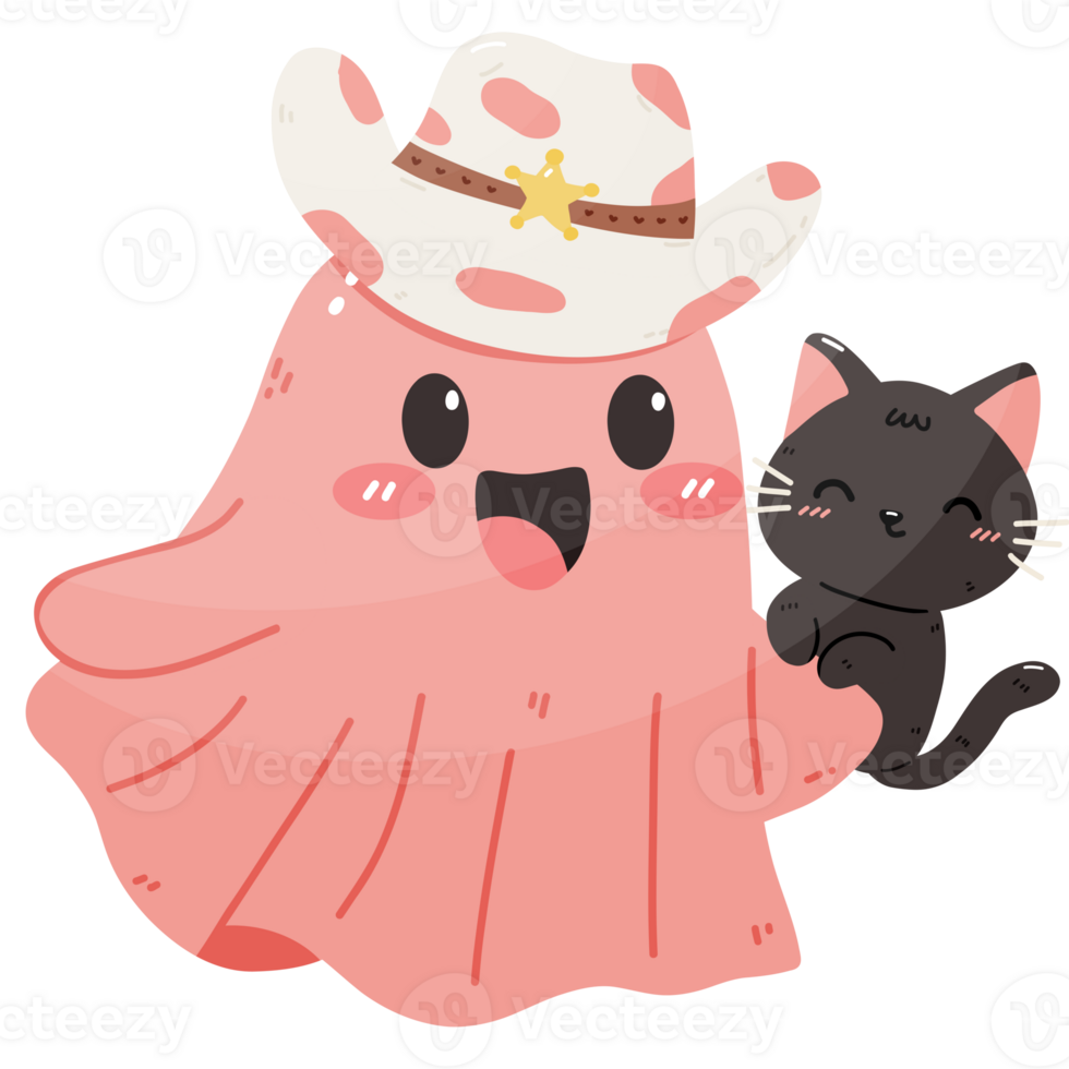 Little Spook's Pink Ghost with Black cat png