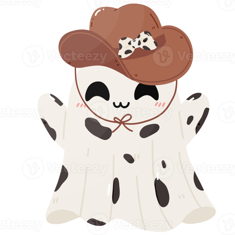 Yeehaw Boo Friendly Ghost Wearing a Hat png