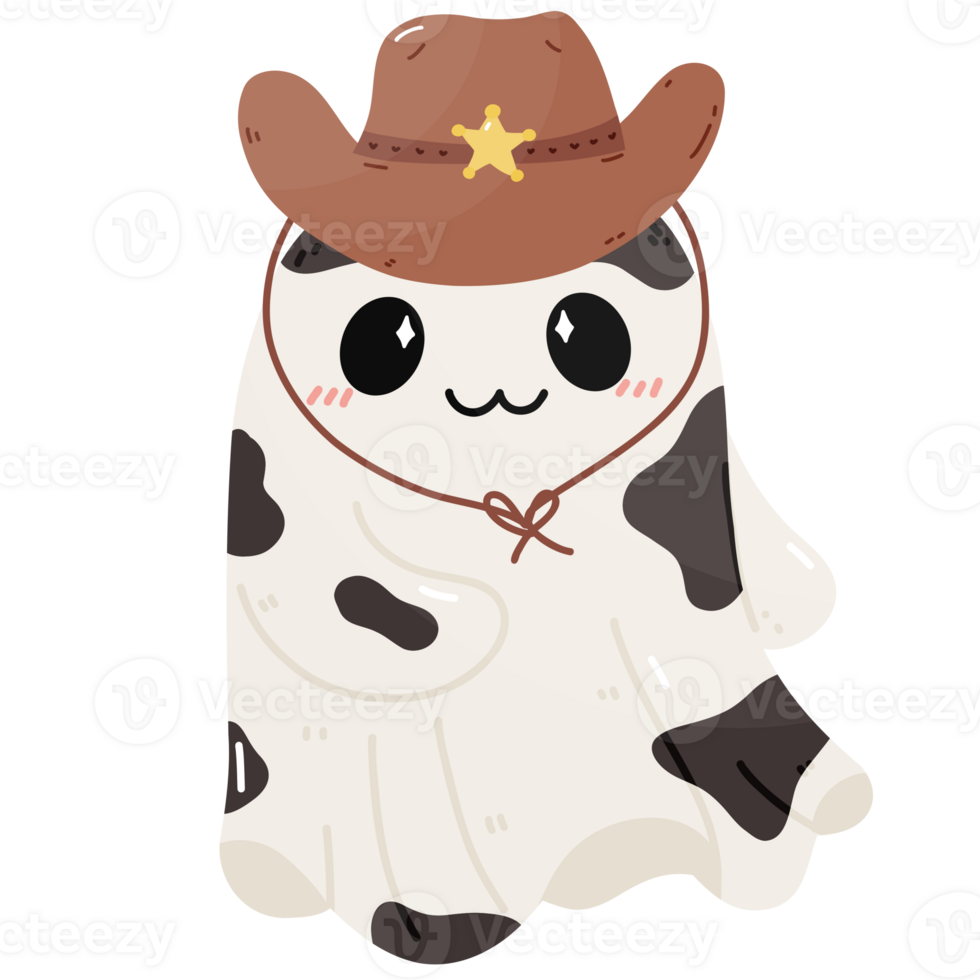 Little Ghost cowboy Cartoon Ghost with Cowboy Hat png