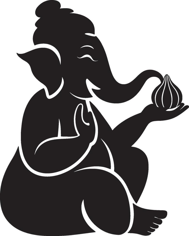 Ganesha Silhouette Icon Of Hindu God Elephant Deity Symbol for Spirituality, Wisdom, and Good Fortune vector