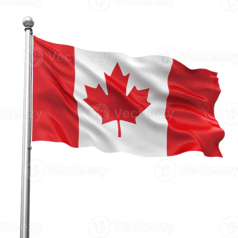 A waving canada flag on transparent background png