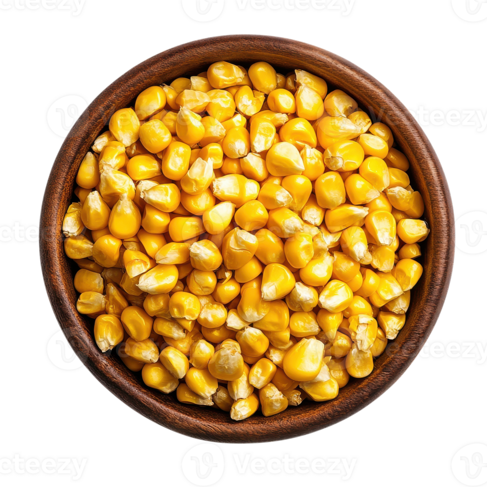Bowl of yellow cornels on transparent background png