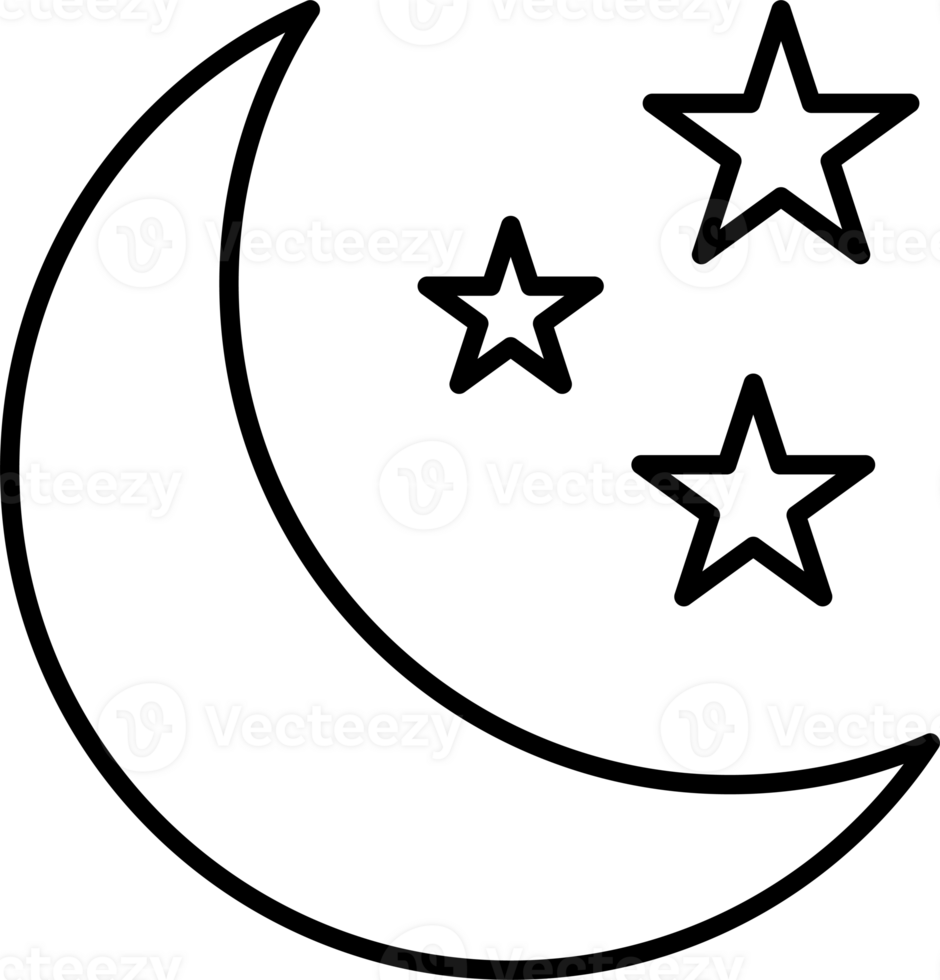 Moon and star outline icon for your web design, logo, UI. illustration. png