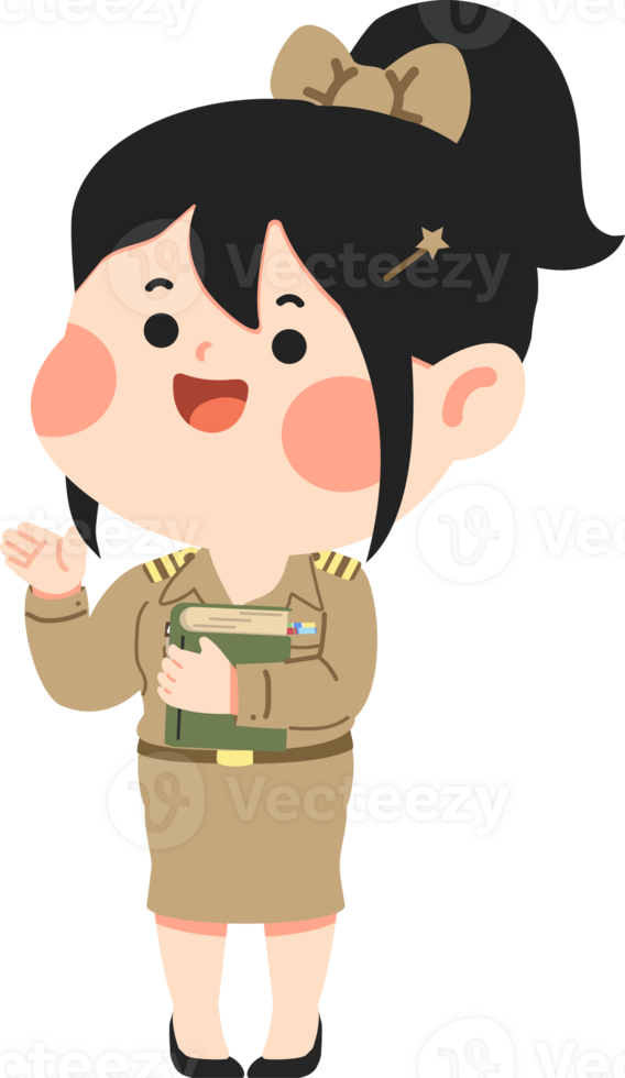 A cartoon woman in uniform holding a book png